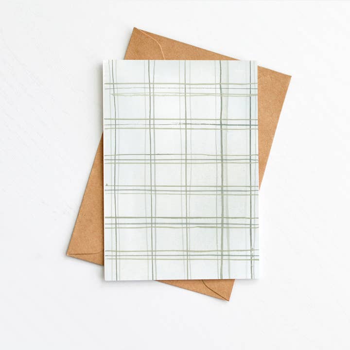 LaCott Fine Art - Wholesale Christmas Card - Boxed Set of 8 Holiday Cards - Neutral Plaid Set2