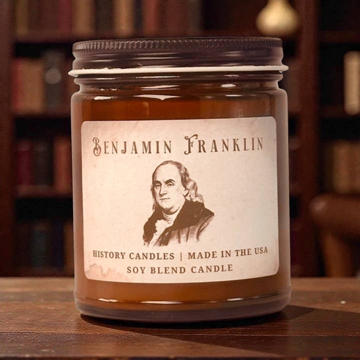 BENJAMIN FRANKLIN Candle | History Candle for wholesale by History Candles