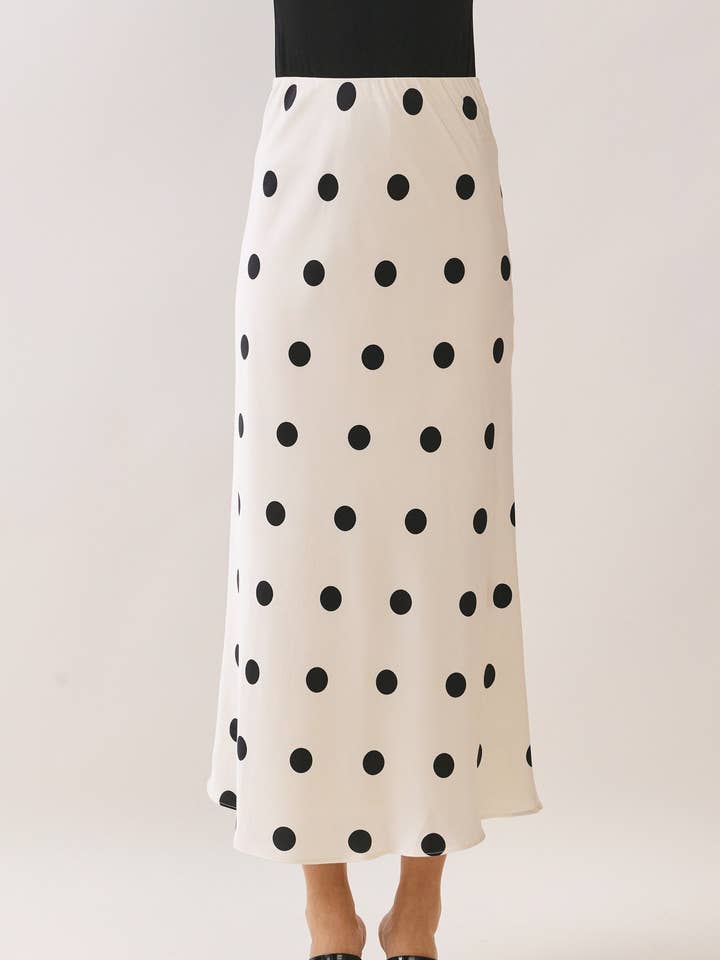 CS3976-Polka Dot Print Elastic Waistband Maxi Skirt for wholesale by TCEC