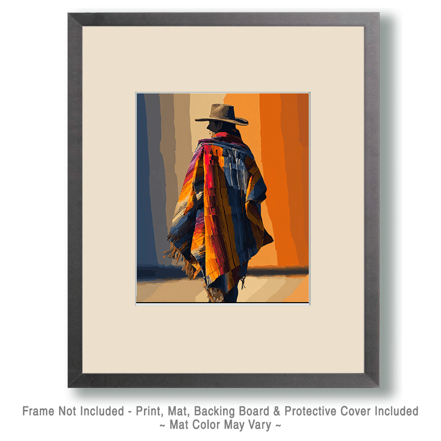 Mowbi - Wholesale Art Print - Hombre en Poncho American Southwest Art - 8"x10" Artwork for 11"x14" Frame1