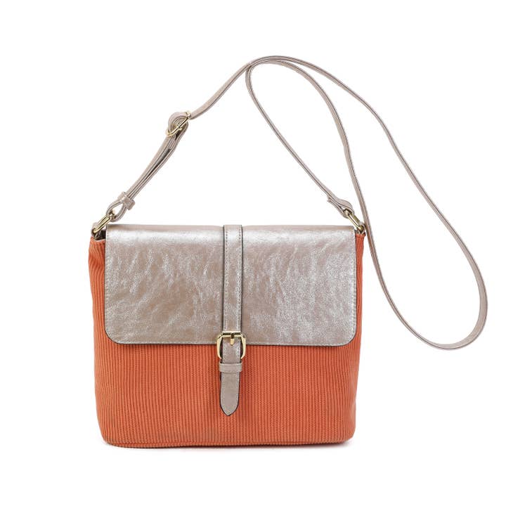 INES DELAURE - Wholesale Shoulder Bag - Women's - Corduroy shoulder bag trimmed with PU8