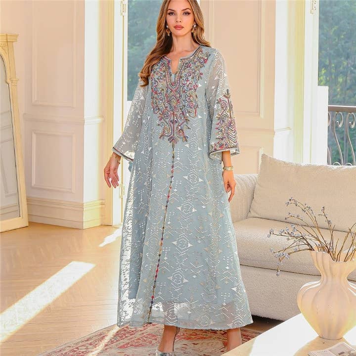 Embroidered Muslim Abaya Robe for wholesale by Sheer Trend