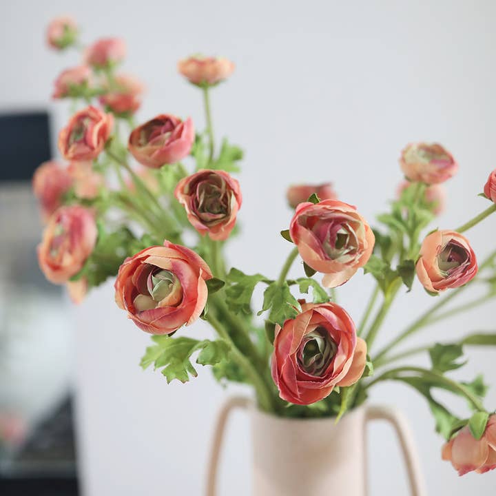 Prestige Botanicals - Wholesale Artificial Flowers - Real Touch Coral Ranunculus 22”