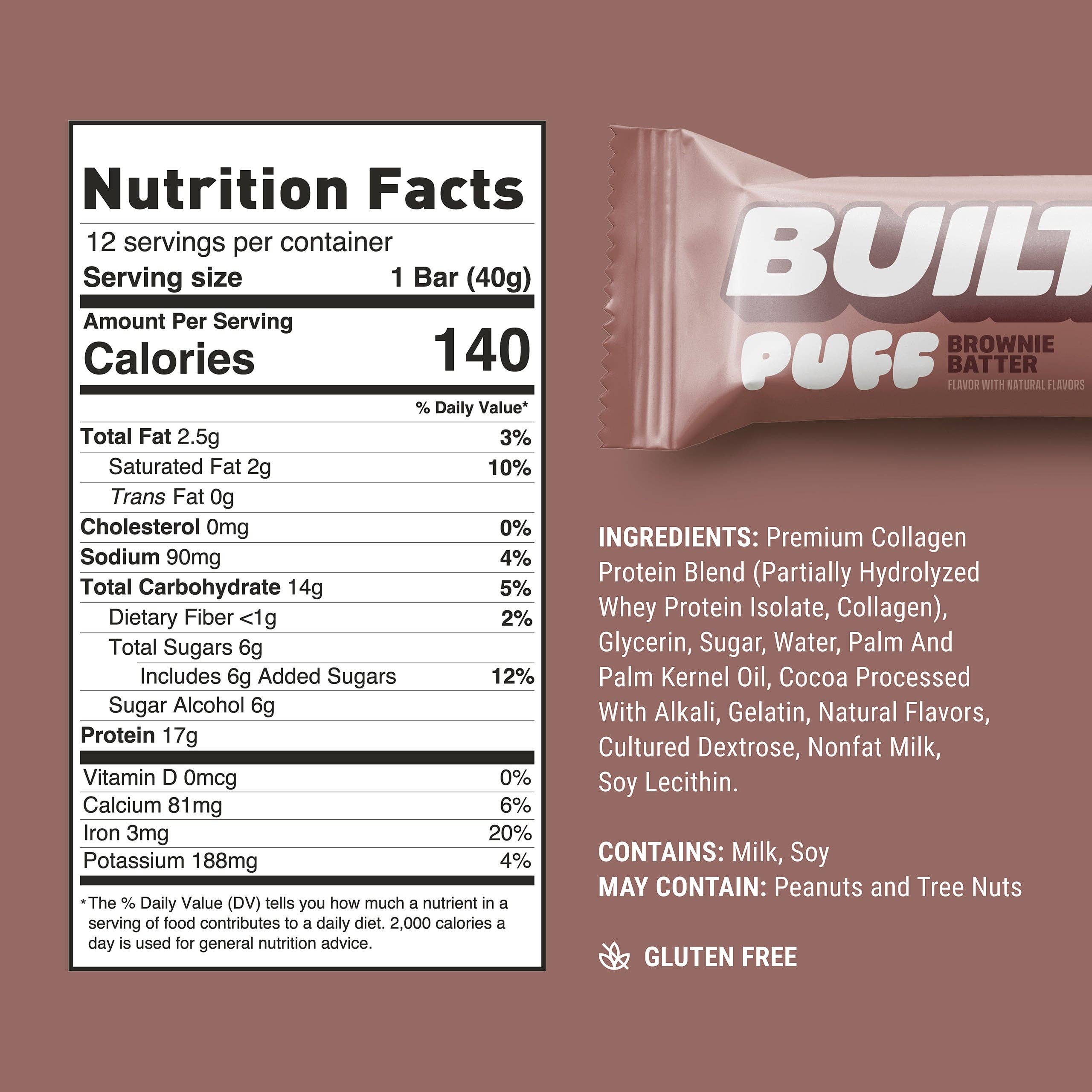 Built Bar - Wholesale Snack Bar - Brownie Batter Puffs - 12ct.3