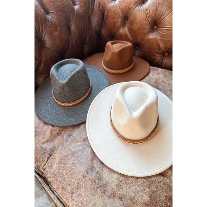 Bella Betty – wholesale Fedora – Women’s – Wide Brim Vegan Felt Rancher Hat with Braid Leather2