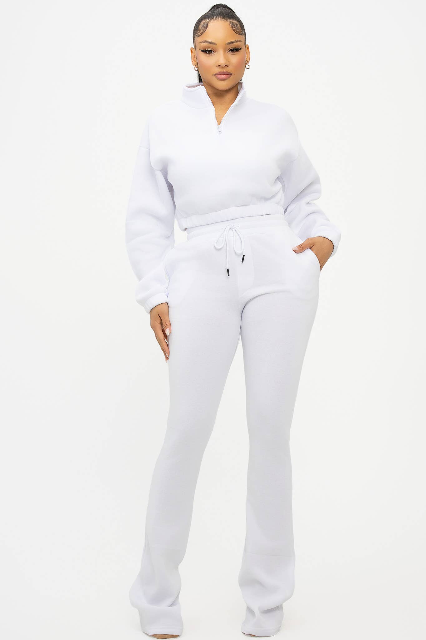 Boswell - Wholesale Lounge Set - Women's - FLEECE HALF ZIP TOP AND PANTS SETS11