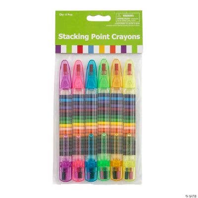 Fun Express - Wholesale Crayons - TRANSPARENT GLITTER STACKING PT CRAYONS