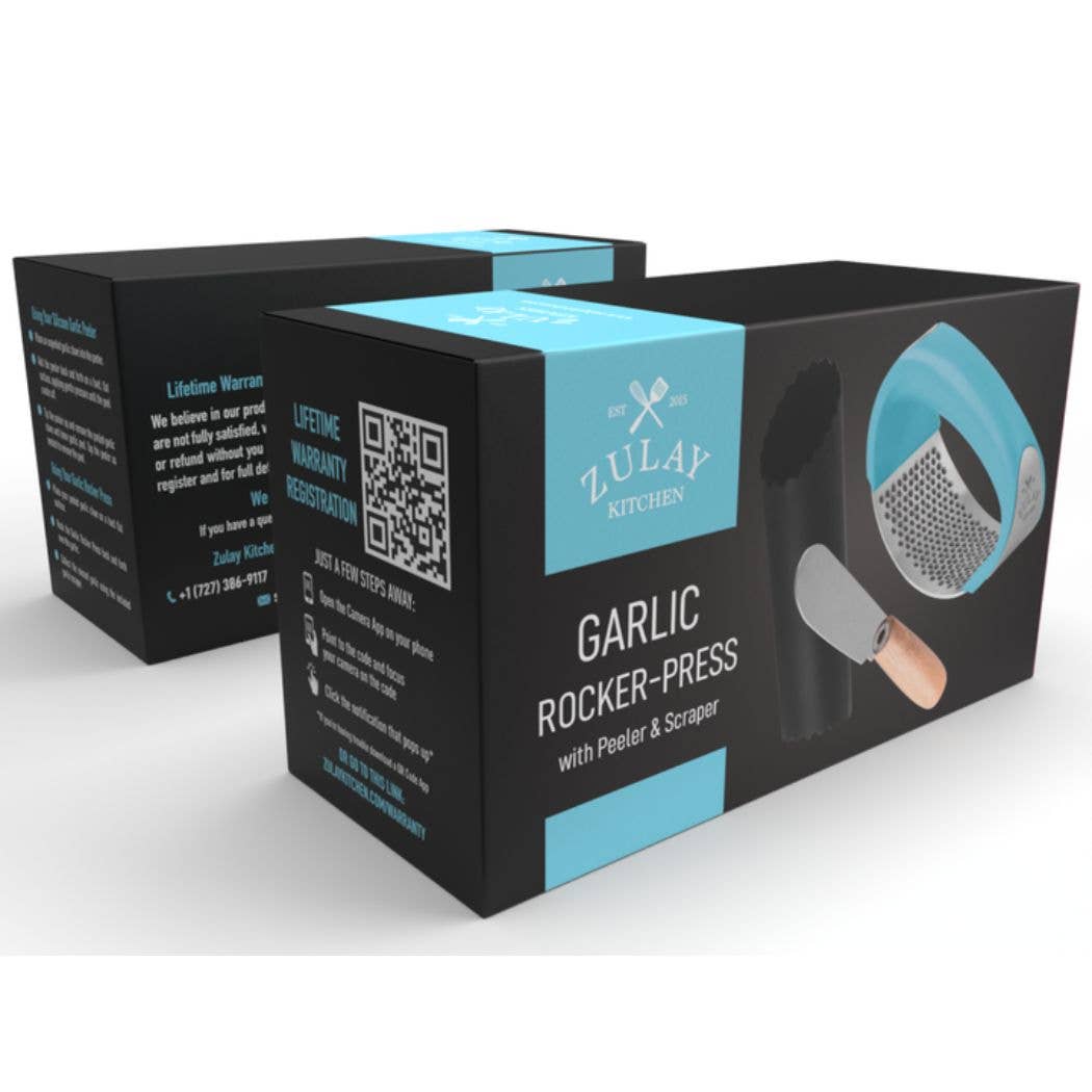 Zulay Kitchen – wholesale Kitchen tool/gadget – Garlic Press Rocker With Silicone Peeler & Scraper Set9