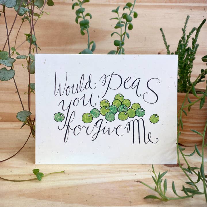 Peas Forgive Me Card for wholesale by Chateau Blanche