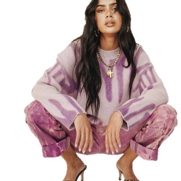 VividLux - Wholesale Knitted jumper – Women′s - Pullover Women Autumn Winter Loose Sweater Korean Printed Sweater1