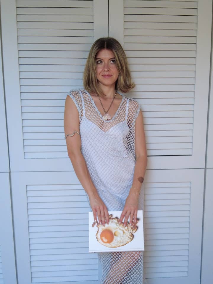 Vestido de punto de red plateado para la playa de verano para venta al por mayor de Ladin Ozden