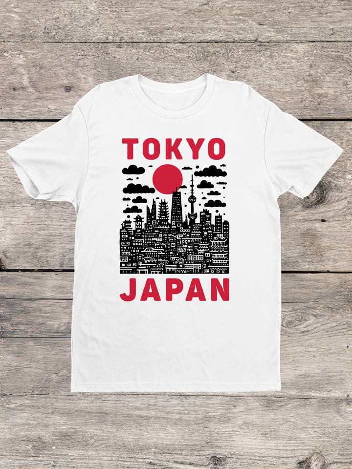 Tokyo Japan Grunge Skyline Art Men's T-shirt for wholesale by Swift Retail