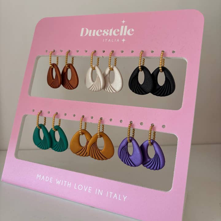 Duestelle Italia - Wholesale Dangle Earrings - Urban Flow - Contemporary gold-plated steel hoop earrings5