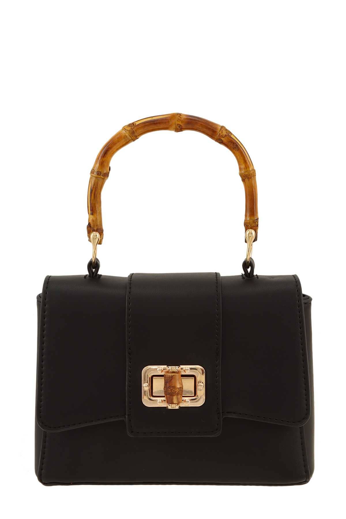 anbfashion - Wholesale Top Handle Bag - Women's - Rectangular Crossbody Bag with Bamboo Handle0