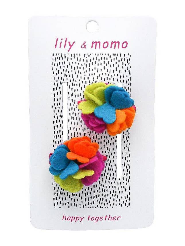 Alyssa Flower Kids Hair Clips- Multi for wholesale by Lily and Momo