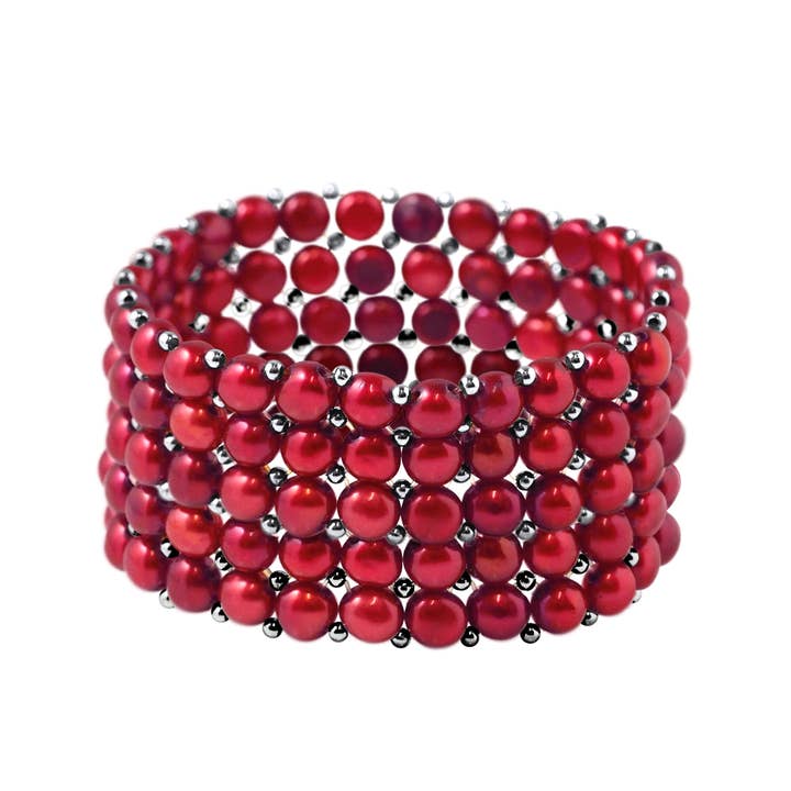 5-reihiges Armband aus echten Süßwasserperlen für den Großhandel von Mitzuko