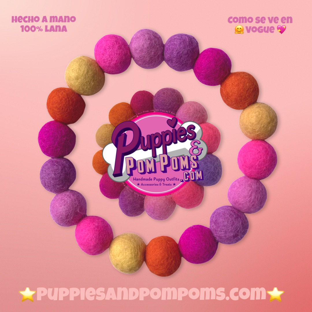 Puppies & Pom Poms - Wholesale Pet Collar - Dog - Pink - Personalised Pom Pom Dog Collar11