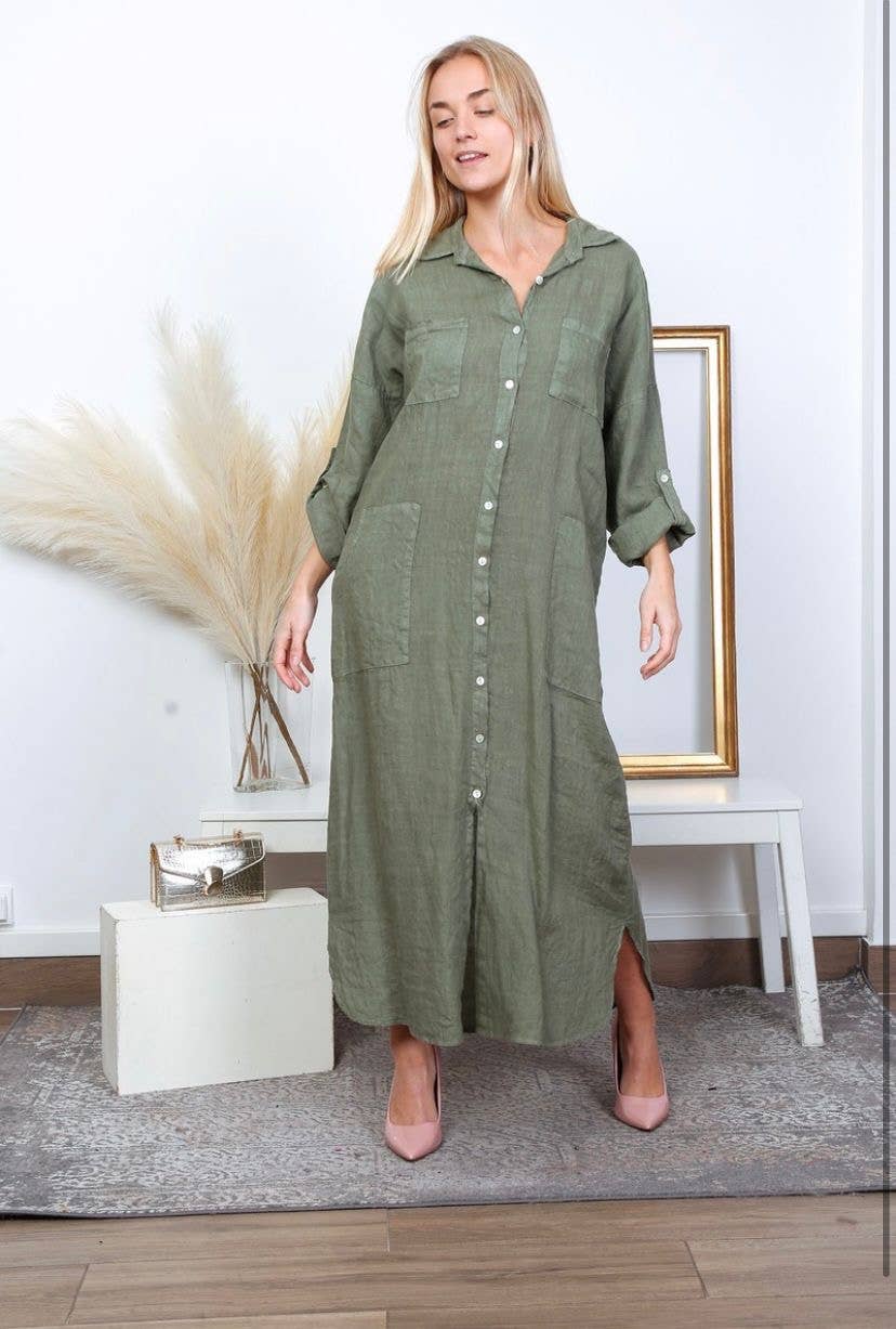 LÉA & LUC - Wholesale Dress - Women's - Long Dresses in 100% Linen REF. 11493