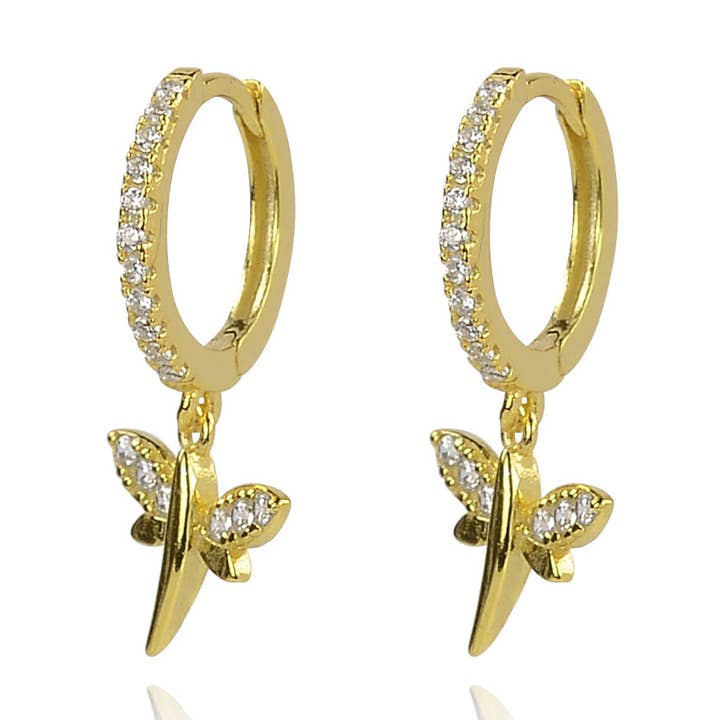 Pendientes huggies de libélula joy drop para venta al por mayor de Inspirit Designs