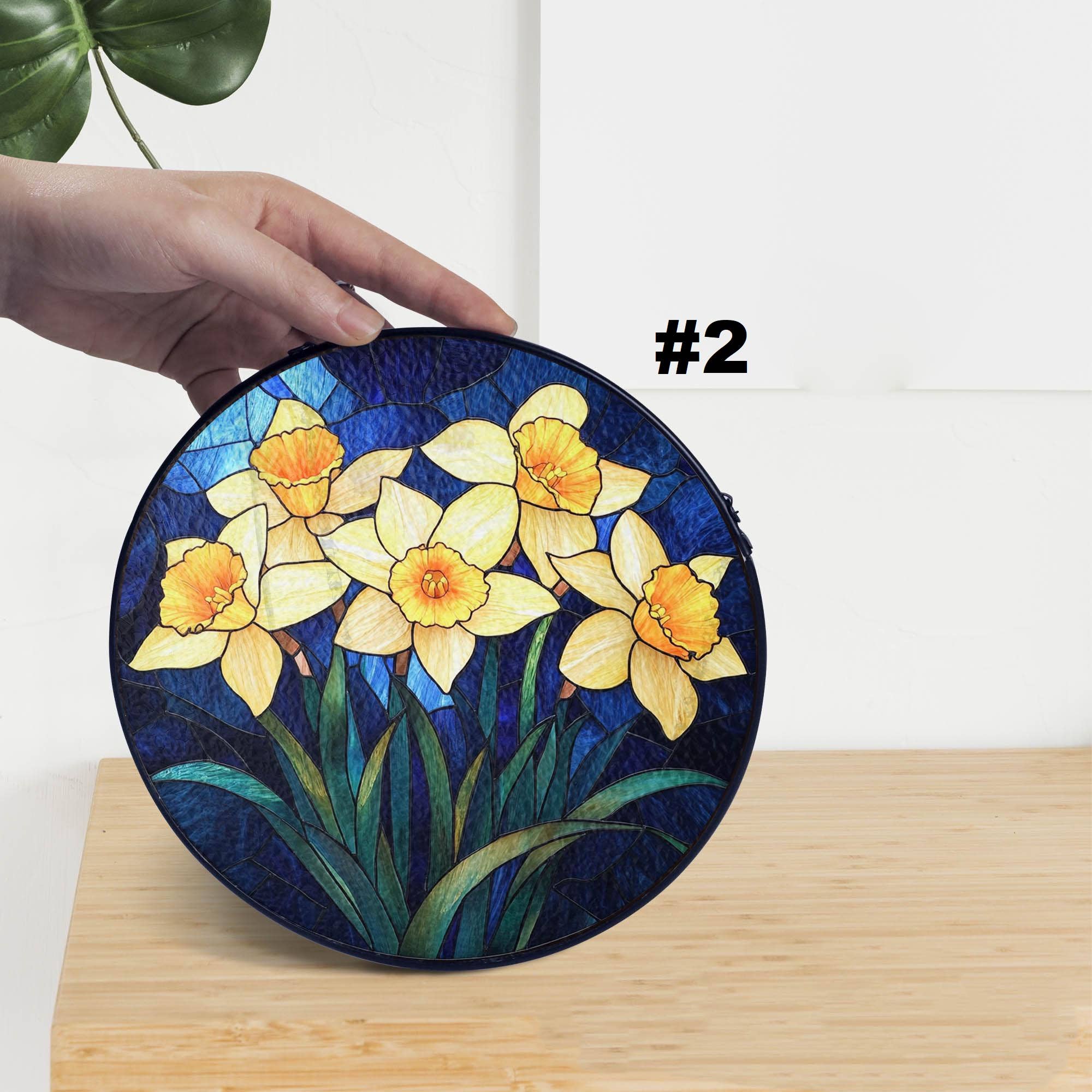 TMLECOM LTD – wholesale Suncatcher – Daffodil Stained Glass Suncatcher, Daffodil March Decor5