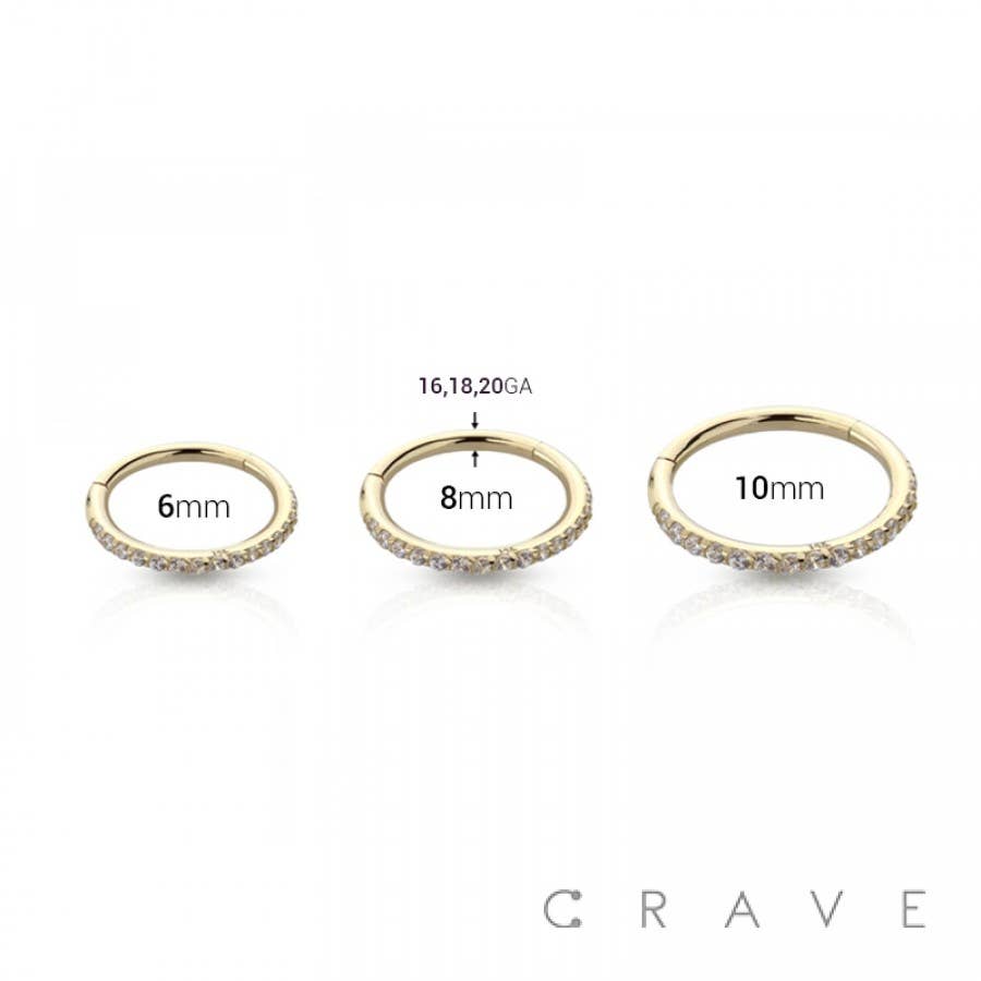 CRAVE - Wholesale Single Stone/Solitaire Ring - 14K GOLD SIDE GEM PAVED FRONT-HINGED SEGMENT RING2