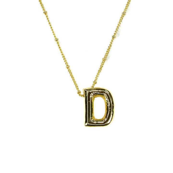Savvy Bling - Wholesale Pendant/Charm Necklace - Initial Balloon Bubble Gold Necklace