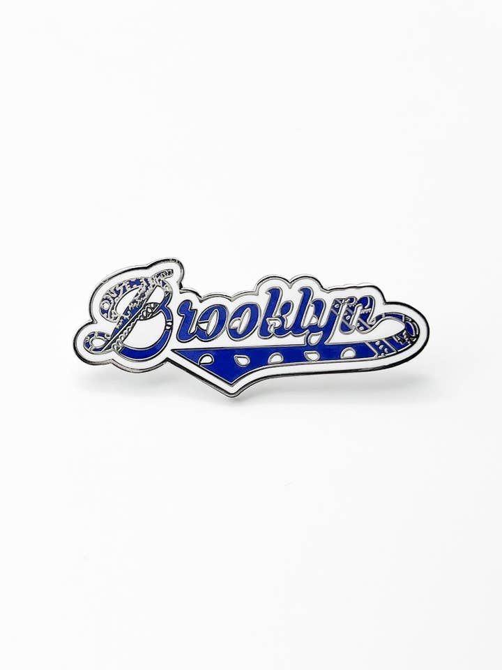 "Brooklyn" Dodger Blue Paisley Boro Pin for wholesale by Pin Drip NYC