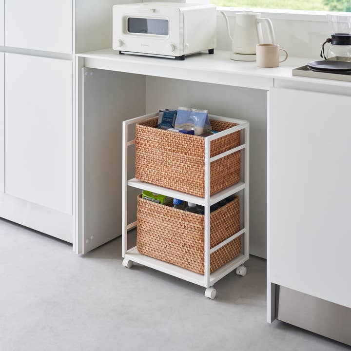 Yamazaki Home - Wholesale Free Standing Shelf - Two-Tier Hideaway Storage Cart (24" H) - Steel1