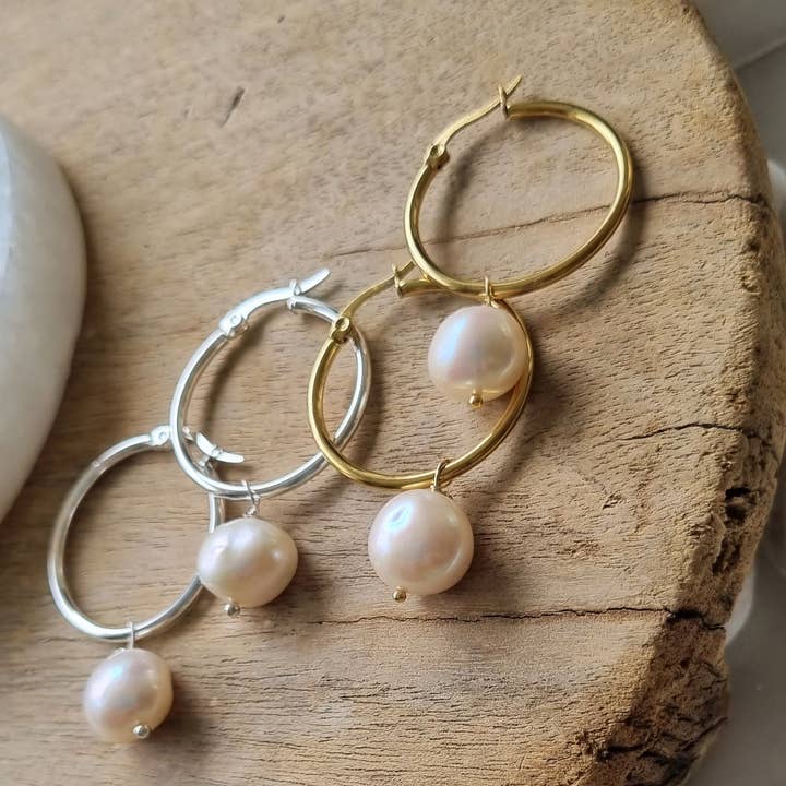 PearlGem Designs - Wholesale Hoop earrings - Rebecca Freshwater Pearl hoop Earrings2