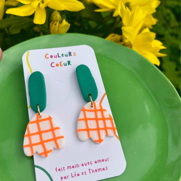 Couleurs cœur - Wholesale Dangle Earrings - Tulip ☀️- Fluorescent orange2