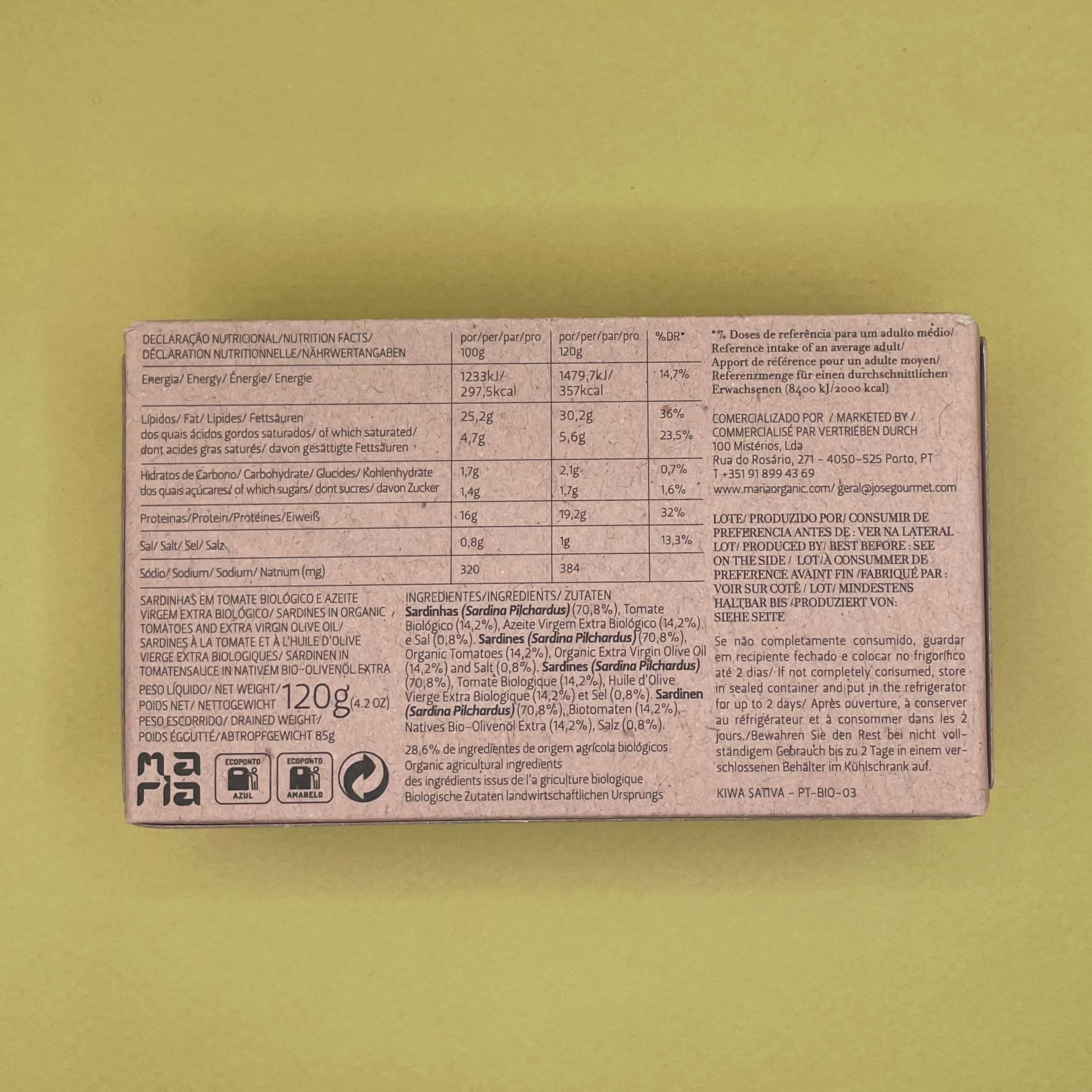 Lata - Wholesale Tinned Fish - Maria Organic Sardines in Organic Tomato Sauce6