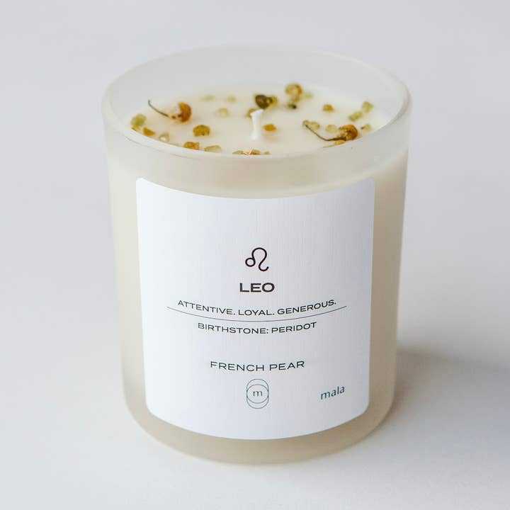 zodiac series - crystal infused candle - leo for wholesale by mala home