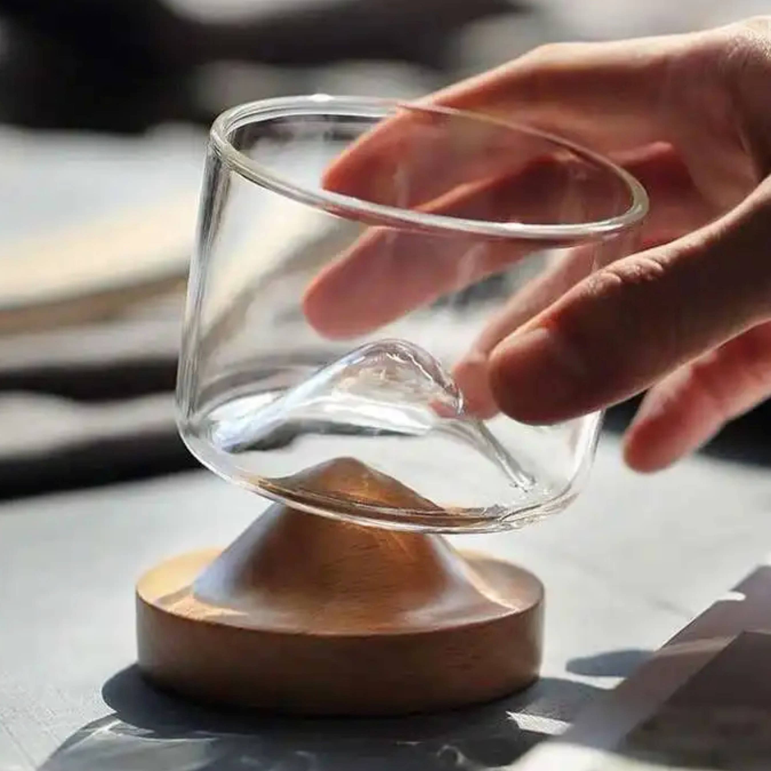 Beer Drinking Accessories - Wholesale Cocktail/likeur glas - Aangepast whiskyglas met houten onderzetter / Bergglas3