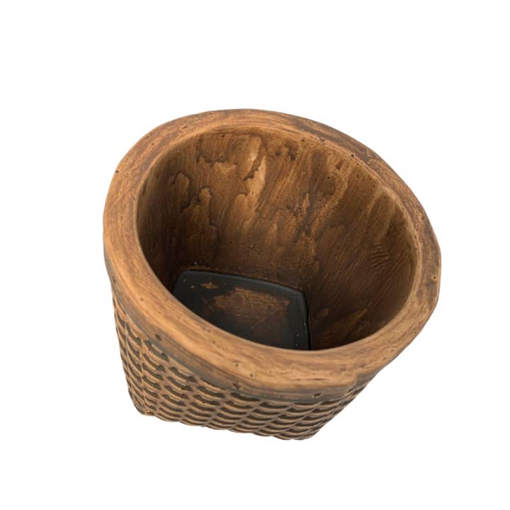 David Christopher's Collection - Wholesale Plant Pot - WOVEN BASKET PATTERN CERAMIC CONTAINER 4"2