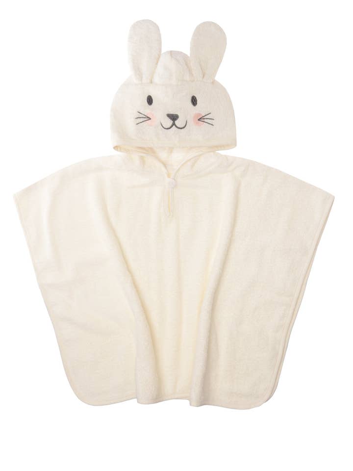 Poncho con cappuccio in ecru con orecchie da coniglio per la vendita all'ingrosso da parte di Liliput