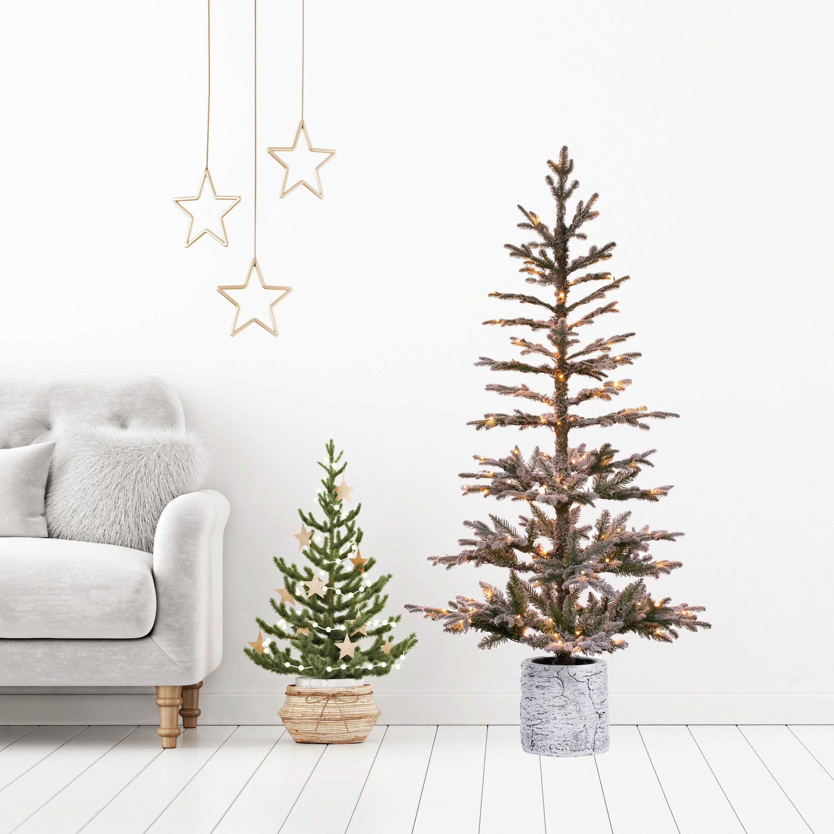 Haute Decor - Wholesale Artificial Christmas Tree - 5 Foot Prelit Flocked Timberland Fir Potted Christmas Tree5