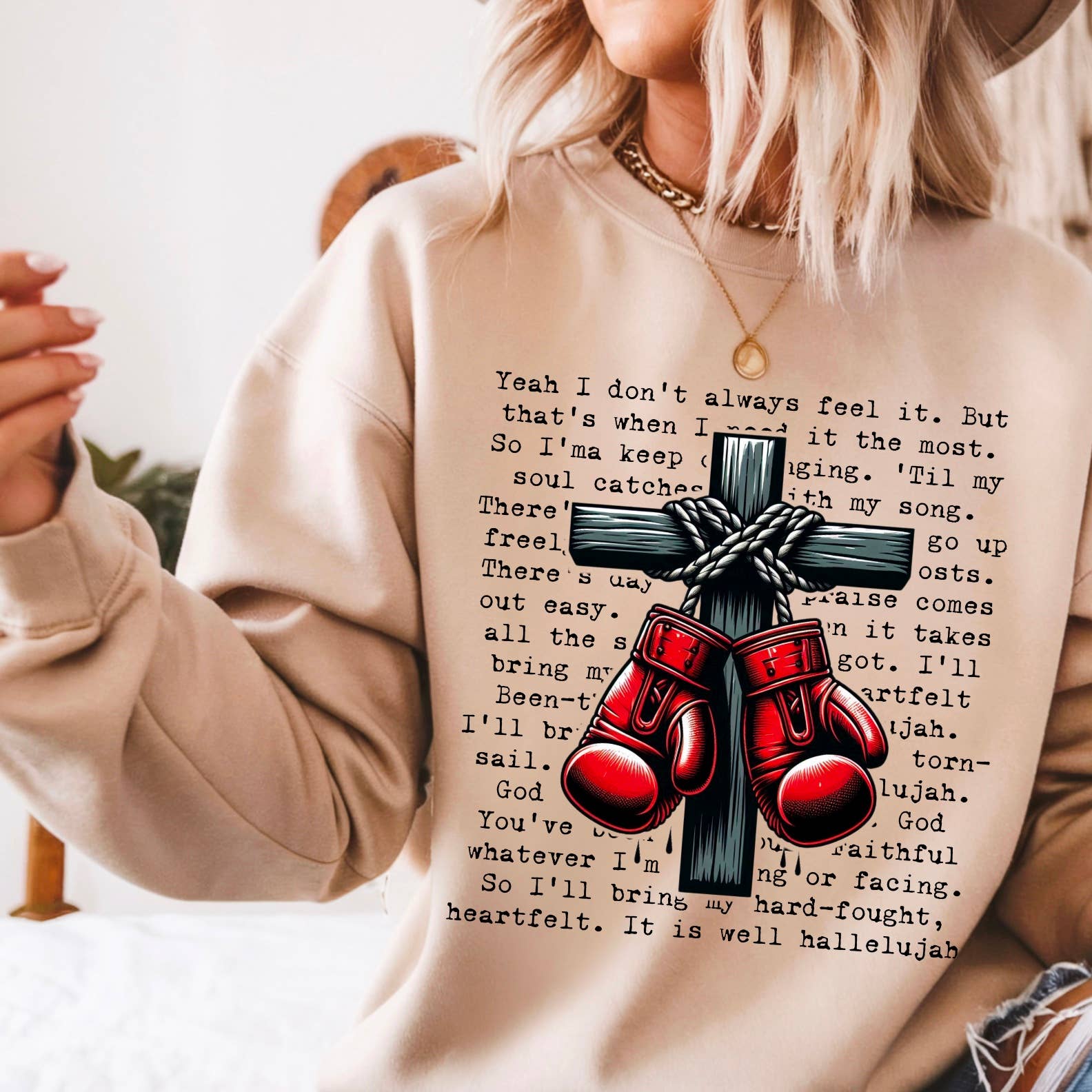 Shoppe SHC – wholesale Graphic sweatshirt – Women’s – Hard Fought Hallelujah  Screen Print Sweatshirt 0