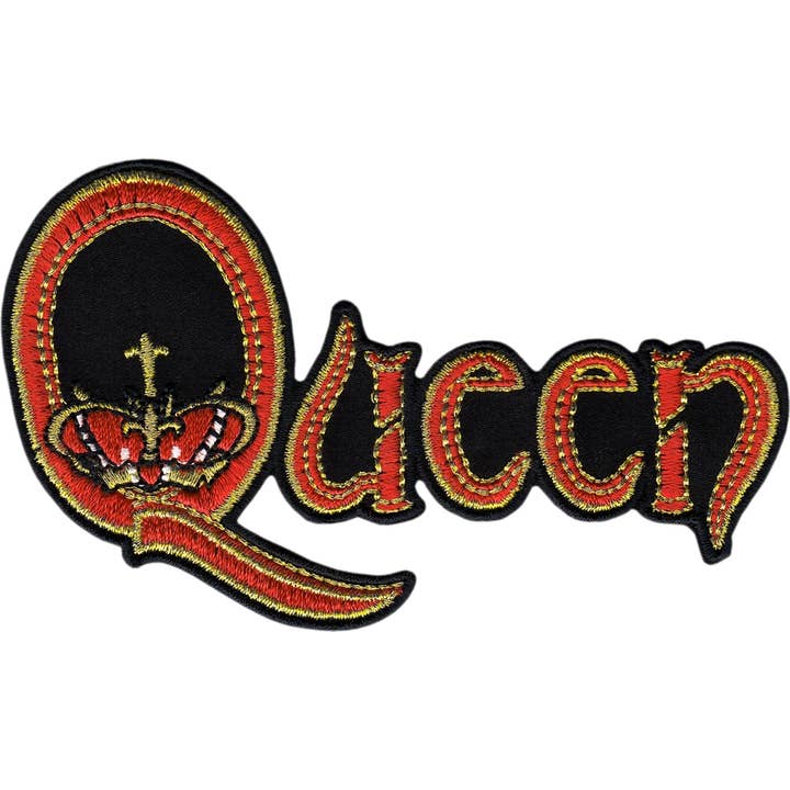 Patch - Queen - Red & Gold Logo With Crown - 4" for wholesale by Square Deal Recordings & Supplies