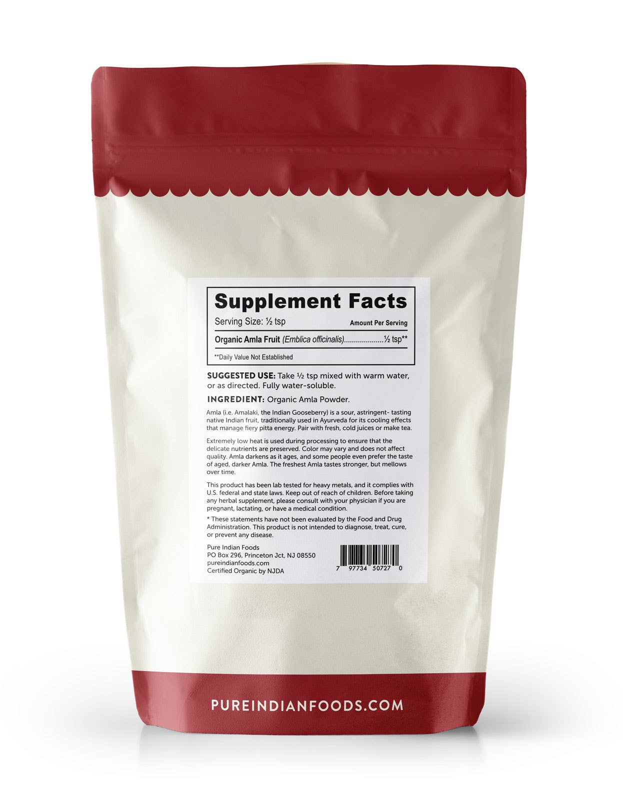 Pure Indian Foods - Wholesale Protein/Superfood Powder - Amla Powder Fine Ground, Certified Organic - 8 oz1