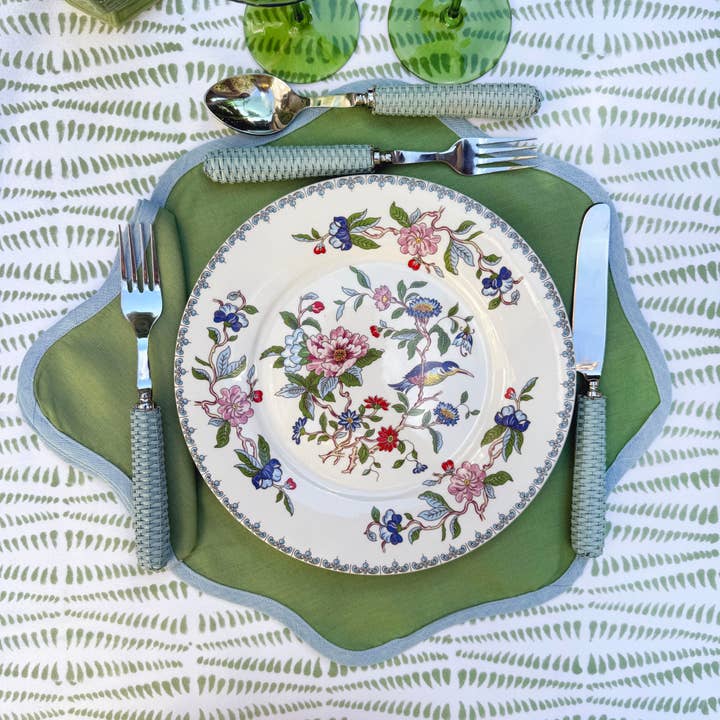 Duggan Society - Wholesale Placemat - daisy green linen placemat (set of 4)