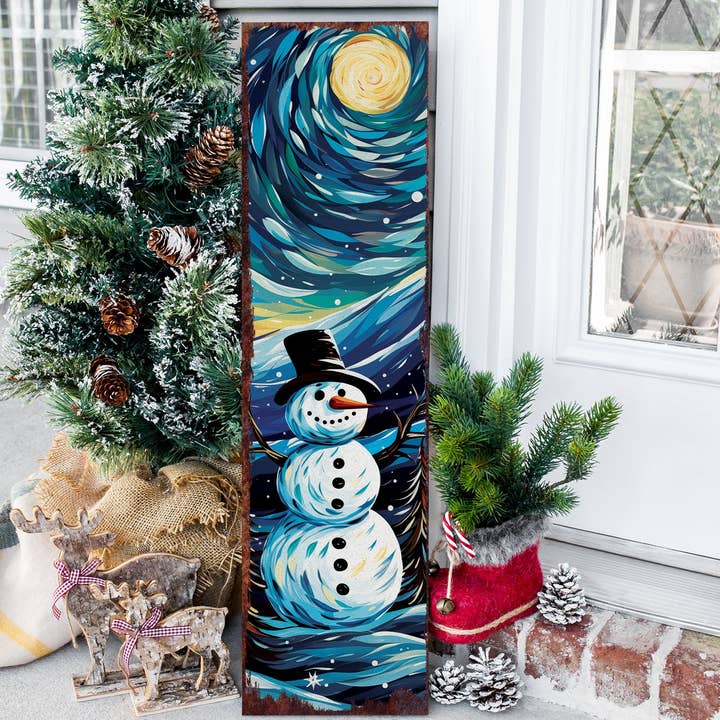 TX USA Corporation - Wholesale Christmas Wall Art - 36in Snowman Merry Christmas Porch Sign - Front Porch Welcome Sign, Modern Farmhouse Wall Decor, Vintage Christmas Decor for Outdoor