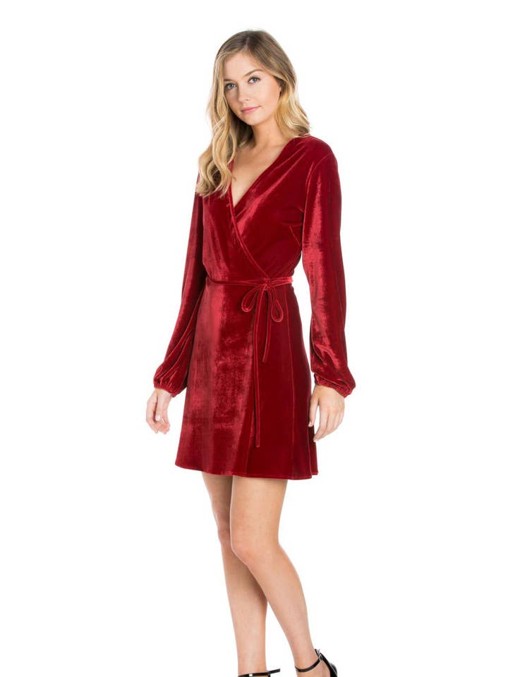 VELVET WRAP DRESS for wholesale by Maven West