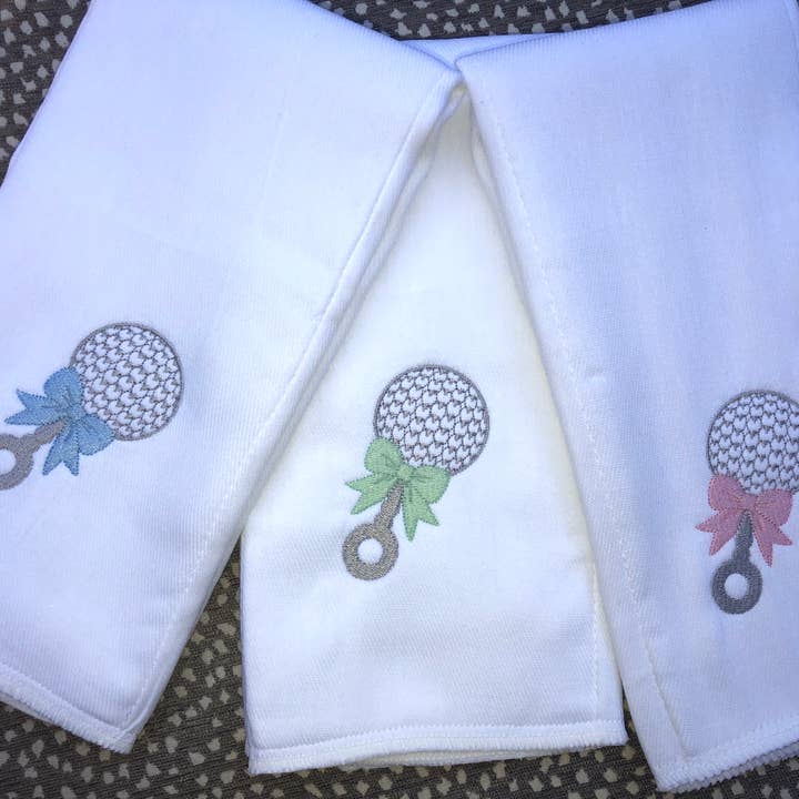 Rattle Burp Cloth for wholesale by Oh Happy Day Shoppe