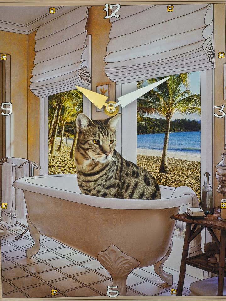 Savannah Cat, reloj de collage personalizado para venta al por mayor de Lea Alboher