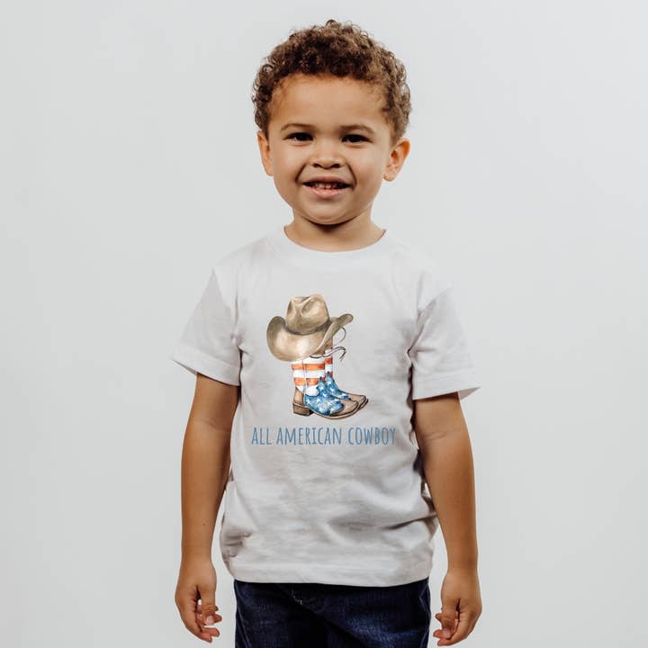 All American Cowboy Toddler Tee for wholesale by Painted Skies