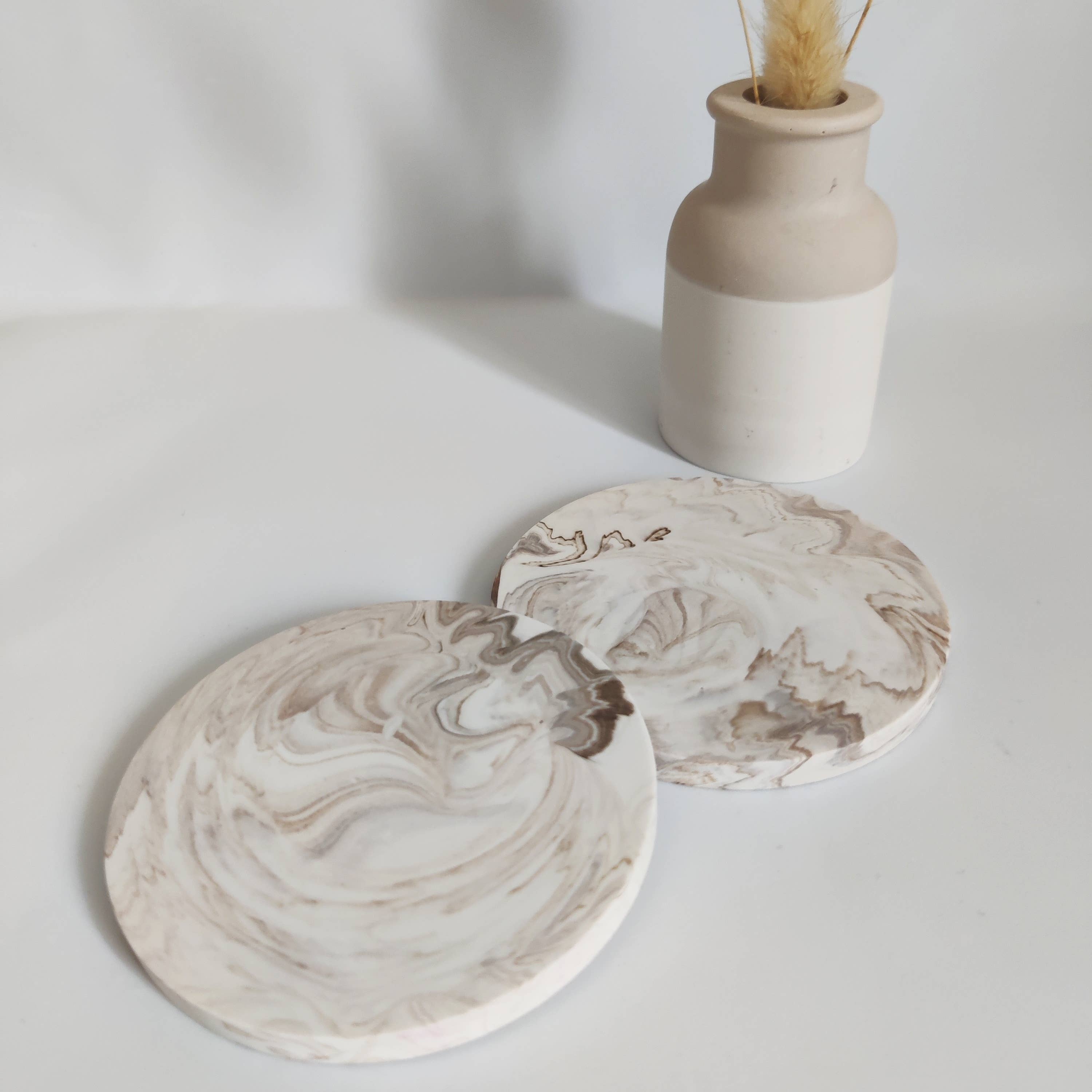 The Sage Rose Studio - Wholesale Coasters - Marble design beige coasters set of 2, eco friendly barware2