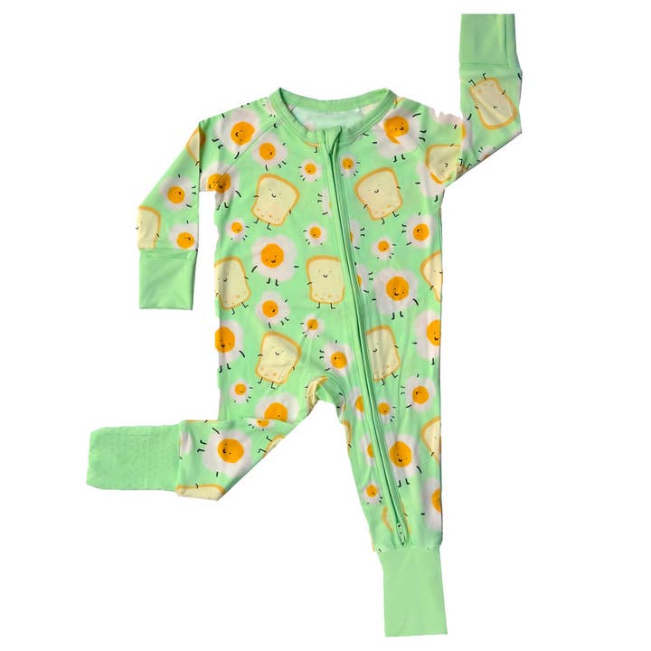 Soft TENCEL Modal Baby Convertible Zippy, Eggs & Toast for wholesale by tiny knot co.