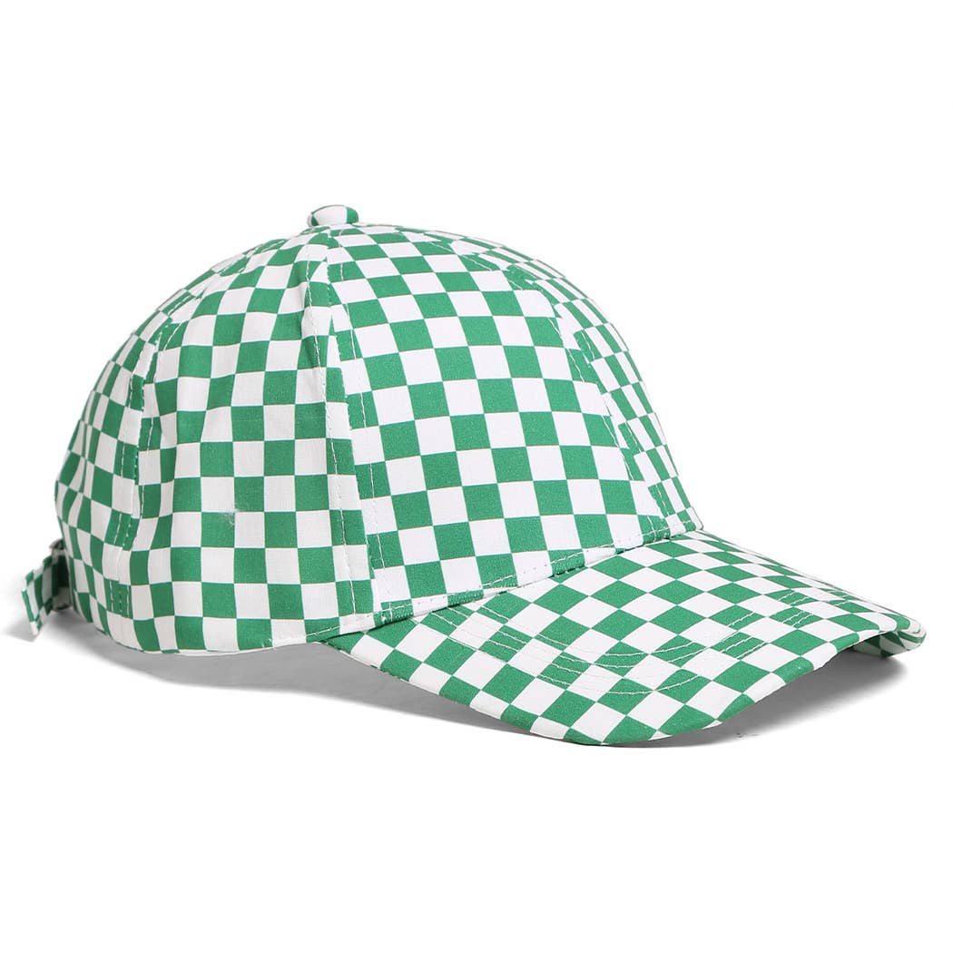 Fashion City - Wholesale Baseball Cap - Women's - Checkerboard Pattern Print Cotton Baseball Cap10