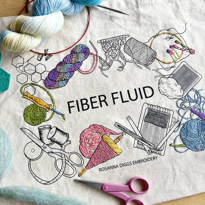 Rosanna Diggs Embroidery - Wholesale DIY Craft Kit - Fiber Fluid Tote Bag Embroidery Kit3