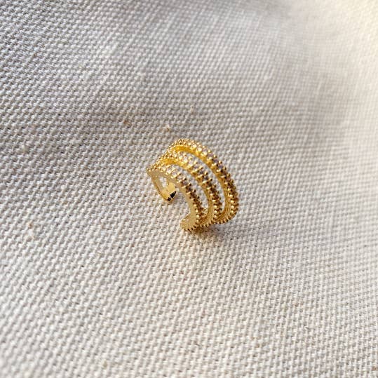 GoldFi - Wholesale Cuff/Wrap Earrings - 18K Gold Filled Cubic Zirconia Three-Layer Ear Cuff6